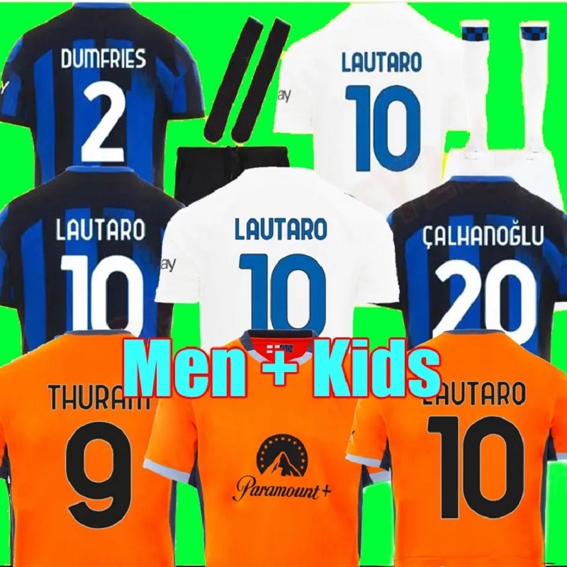 LAUTARO 23 24 soccer jerseys BARELLA CORREA CALHANOGLU BROZOVIC GOSENS INTERS DE VRIJ MILANS top 2023 2024 home football shirt men kids kit set uniform
