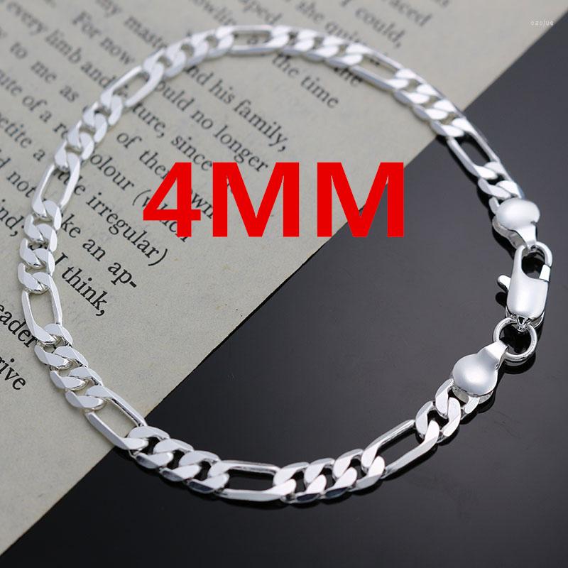 Necklace Earrings Set Sier Color 4MM Chain For Men Women Bracelet Jewelry Lady Christma Gifts Charms Wedding Stamped
