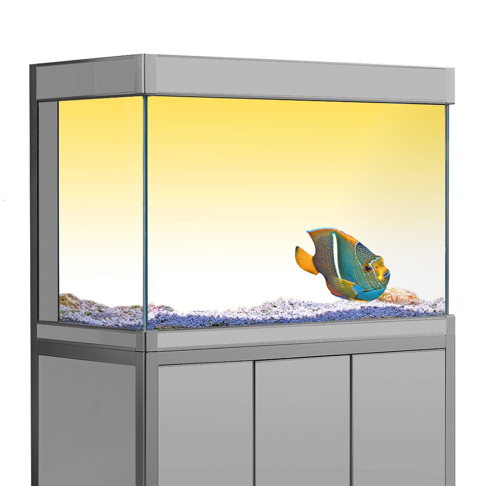 Aquariums Fish Tank Background Sticker White Yellow Green Blue Cyan Gradient Simple Printing Wallpaper Aquarium Backdrop Decorations PVC 230923