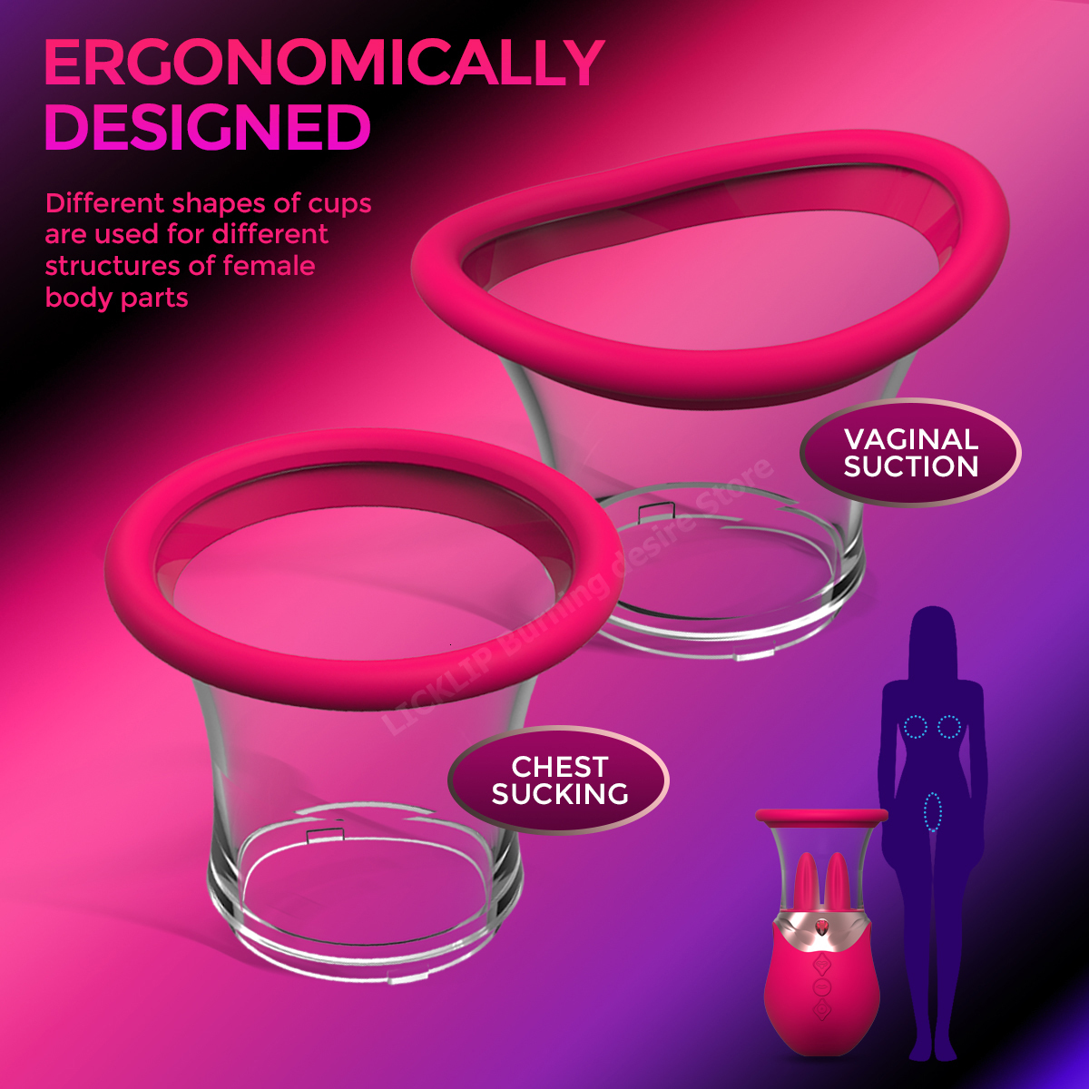 Vibrators LICKLIP Vacuum Sucker Tongue Licking Vibrator with Sucking Cup Nipple Massager Clitoris Stimulator Rose Sex Toys for Women 230923