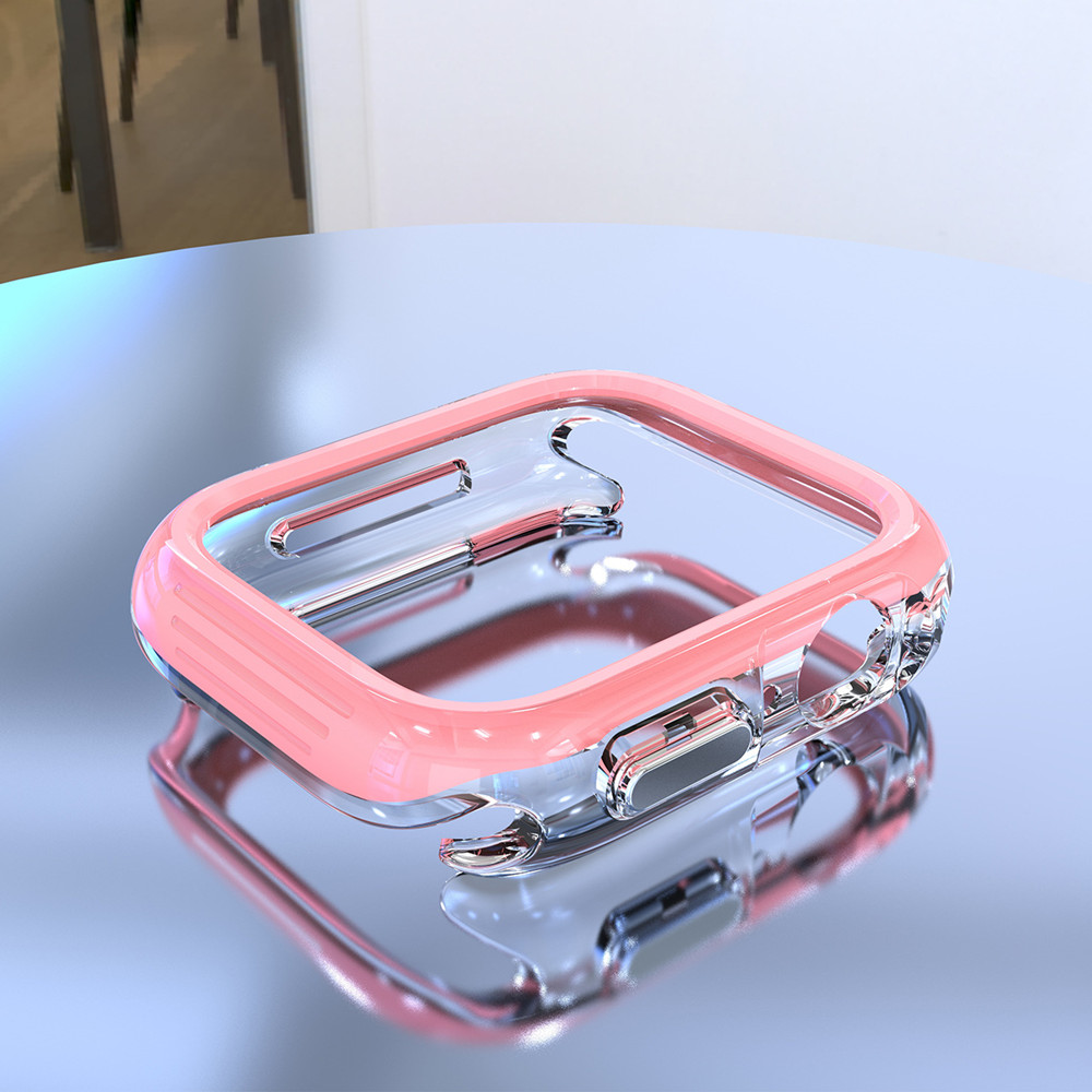 Double Color TPU Protective Case For Apple Watch Series 4 5 6 7 8 9 Ultra2 41mm 44mm 45mm 49mm Transparent Anti fall PC Cover free shipping
