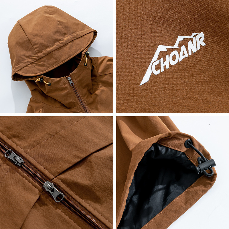 Men's Jackets 2023 Spring Hiking Climbing Outerwear Windproof Jacket Hooded Coats Men Women Loose Patchwork Zipper Hat Plus Size 230923