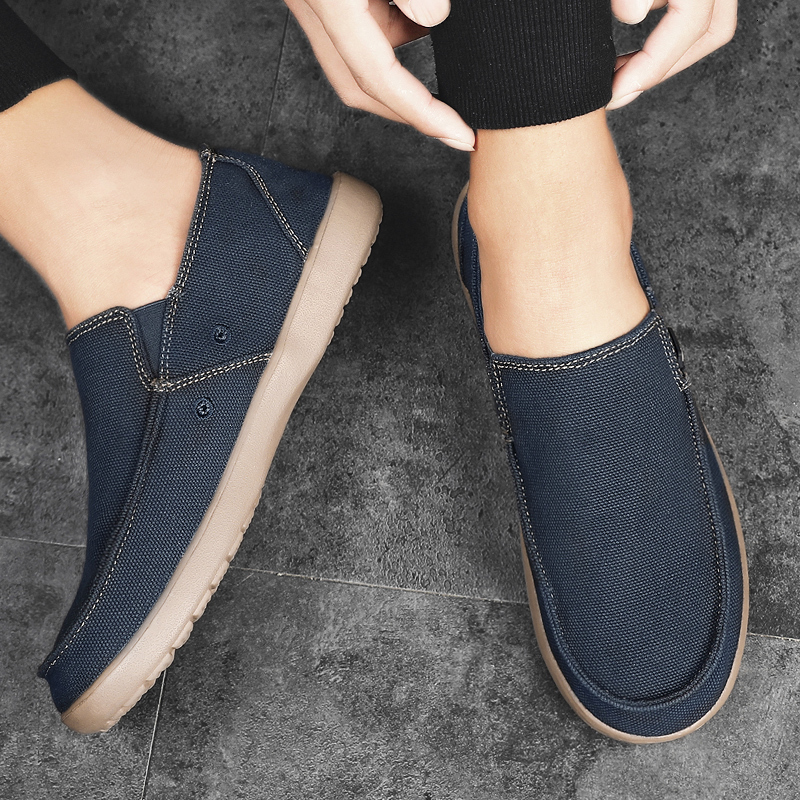 2025 new Dress Shoes Men Vulcanized Autumn Breathable Walking Canvas Loafer Sneakers 230923