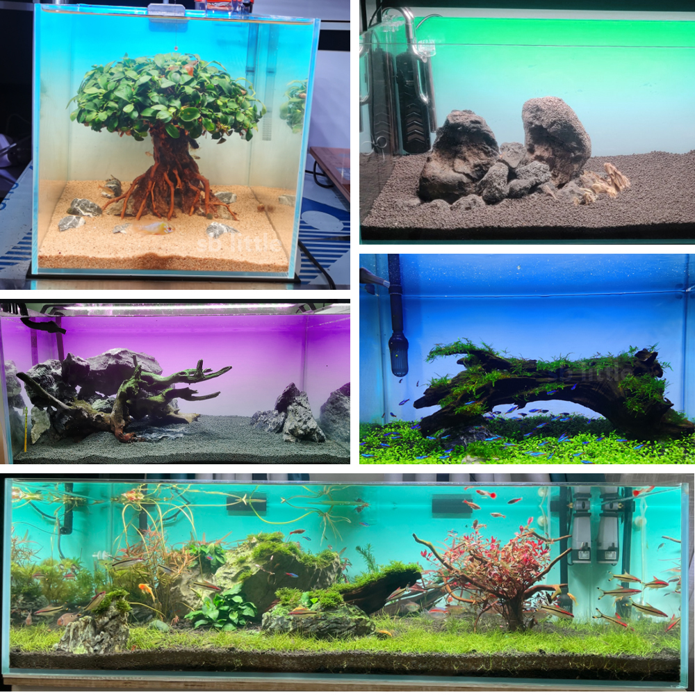 Aquariums Fish Tank Background Sticker White Yellow Green Blue Cyan Gradient Simple Printing Wallpaper Aquarium Backdrop Decorations PVC 230923