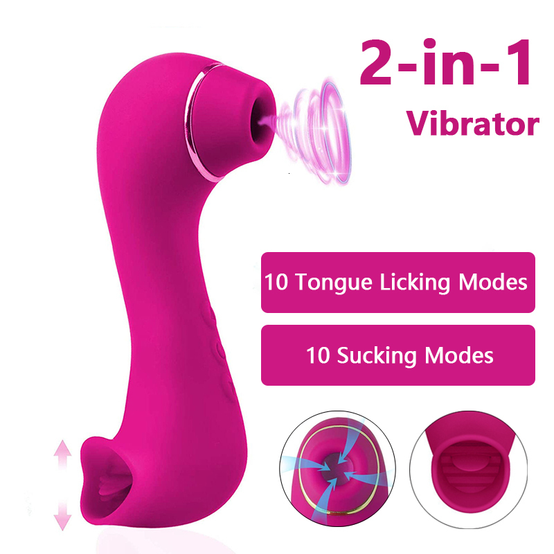 Vibrators 2 In 1 Clitoral Licking Portable Clit Sucker Powerful Clitoris Nipple G Spot Sucking Stimulator Sex Toy for Female Masturbator 230923