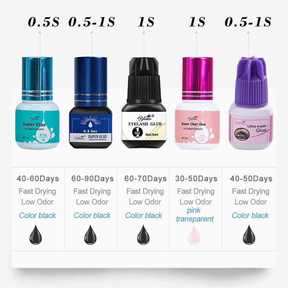 Makeup Tools Yelix 0.5-1 Sec Fast Dry Individual Lashes Sensitive Eye Black/Clear Eyelash Glue Lash Extension 230923 123