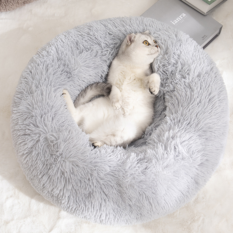 Dog Houses Kennels Accessories Bed Donut Big Large Round Basket Plush Beds for Dogs Medium Fluffy Kennel Small Puppy Washable Pets Cat Products 230923