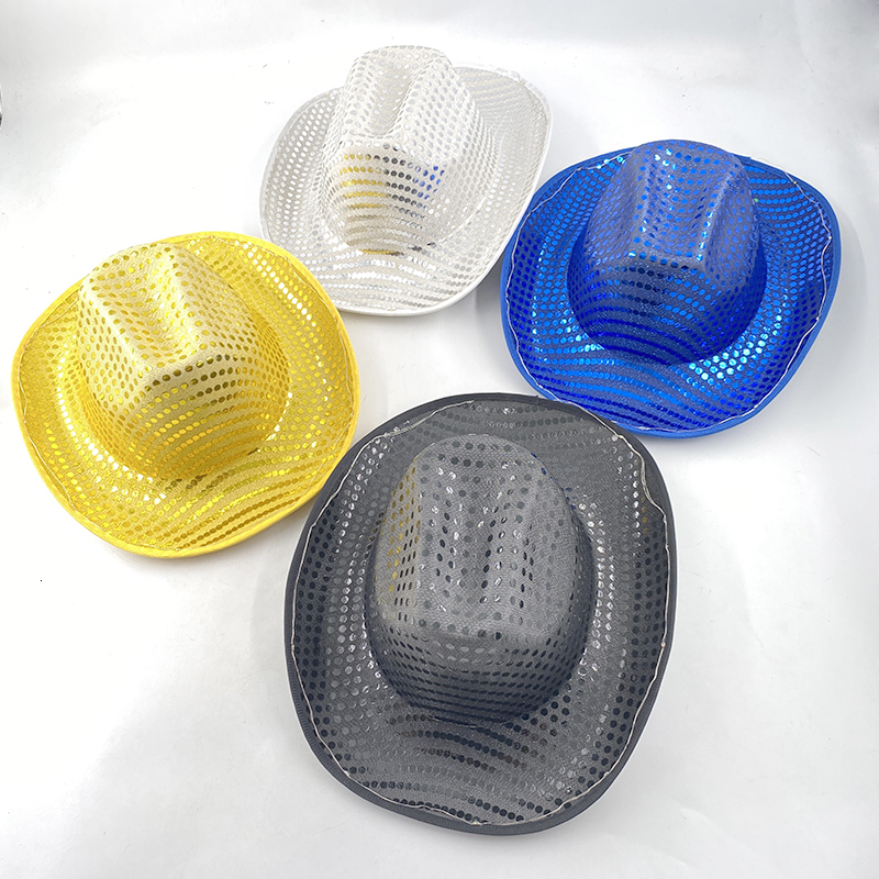 Party Hats LED Glowing Cowgirl Hat Neon Luminous Bride Hat For Holiday Light Up Supplies Fluorescent Party Props Bachelorette Party Hat 230923 - view 7