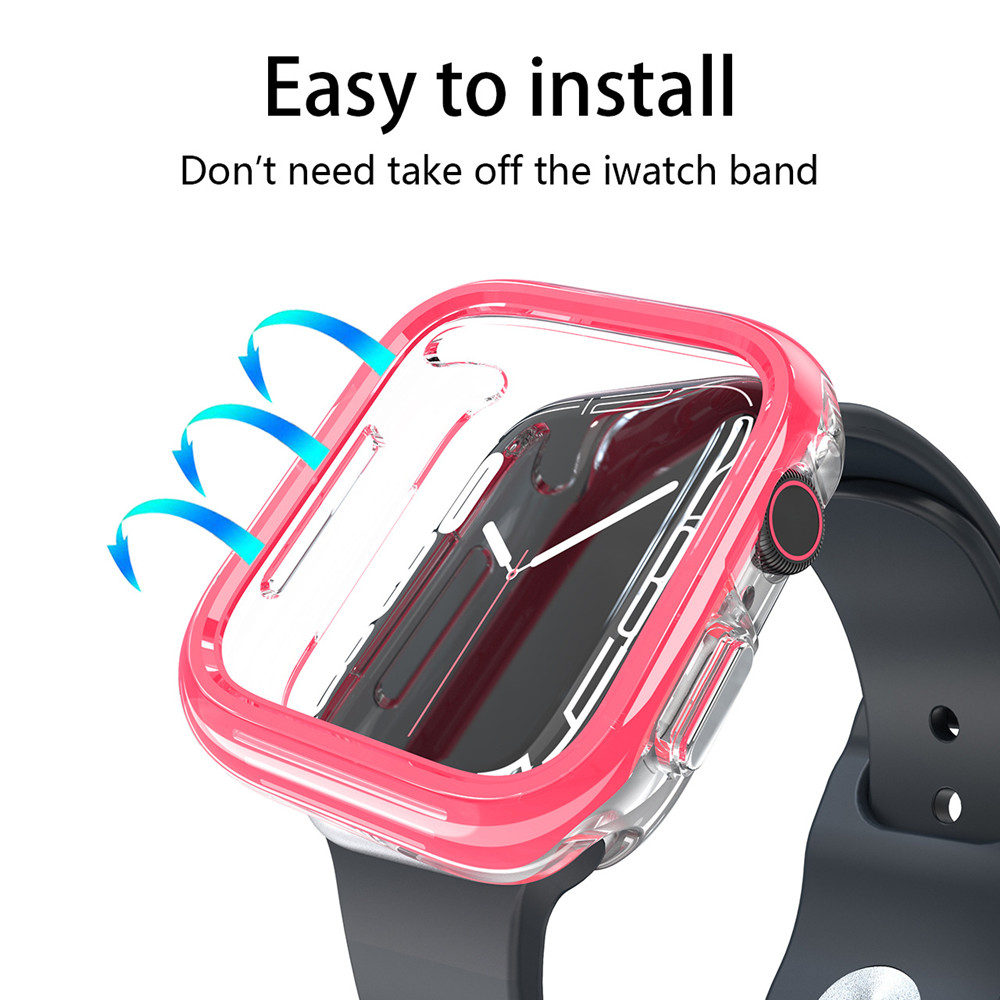 Double Color TPU Protective Case For Apple Watch Series 4 5 6 7 8 9 Ultra2 41mm 44mm 45mm 49mm Transparent Anti fall PC Cover free shipping