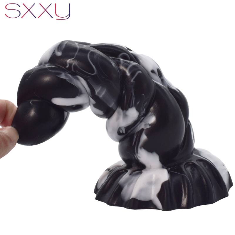 Anal Toys SXXY Curve for Men Women Liquid Silicone Fantasy Butt Plug Monster Beaded Realistic Dildo Sex Shop G Spot Masturbate 230923
