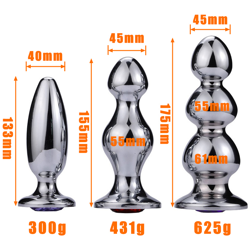 Anal Toys 3 Style Stainless Steel Huge Butt Plug Anus Stimulator Sex For Men Women Gay Metal Beads Big Erotic Adult Product 230923