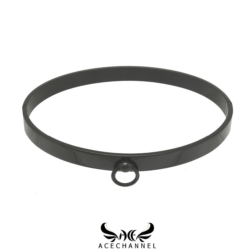 Chokers gold black silver color polished stainless steel slave choker necklace fetish wear woman jewelry 230923