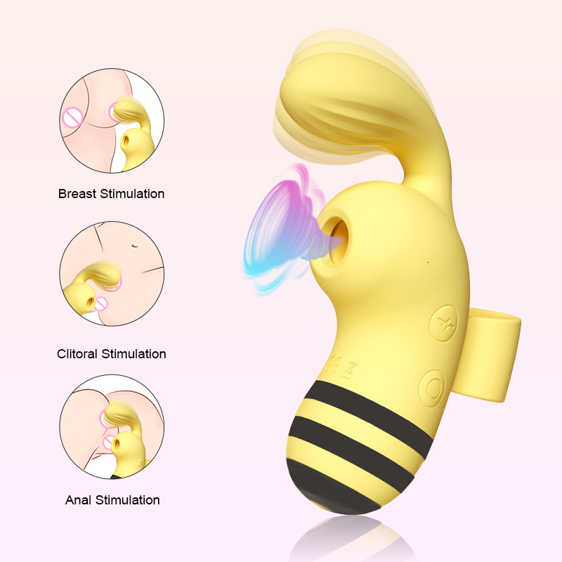 Vibrators 2in1 Clitoris Sucker Finger Vibrator Oral Nipple Stimulator Vibration Bee Sucking Blowjob Vibrat Clitoral Vibe Sex Toy for Women 230923