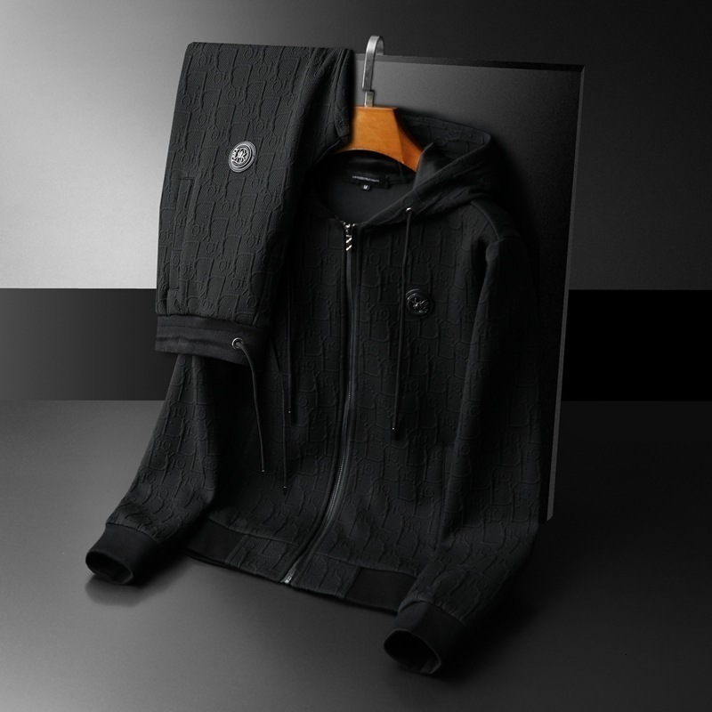 Men's Tracksuits 2023 black Hooded Sportswear Plus Size Hoodie Set for SpringFall winter tracksuit men clothing 230923