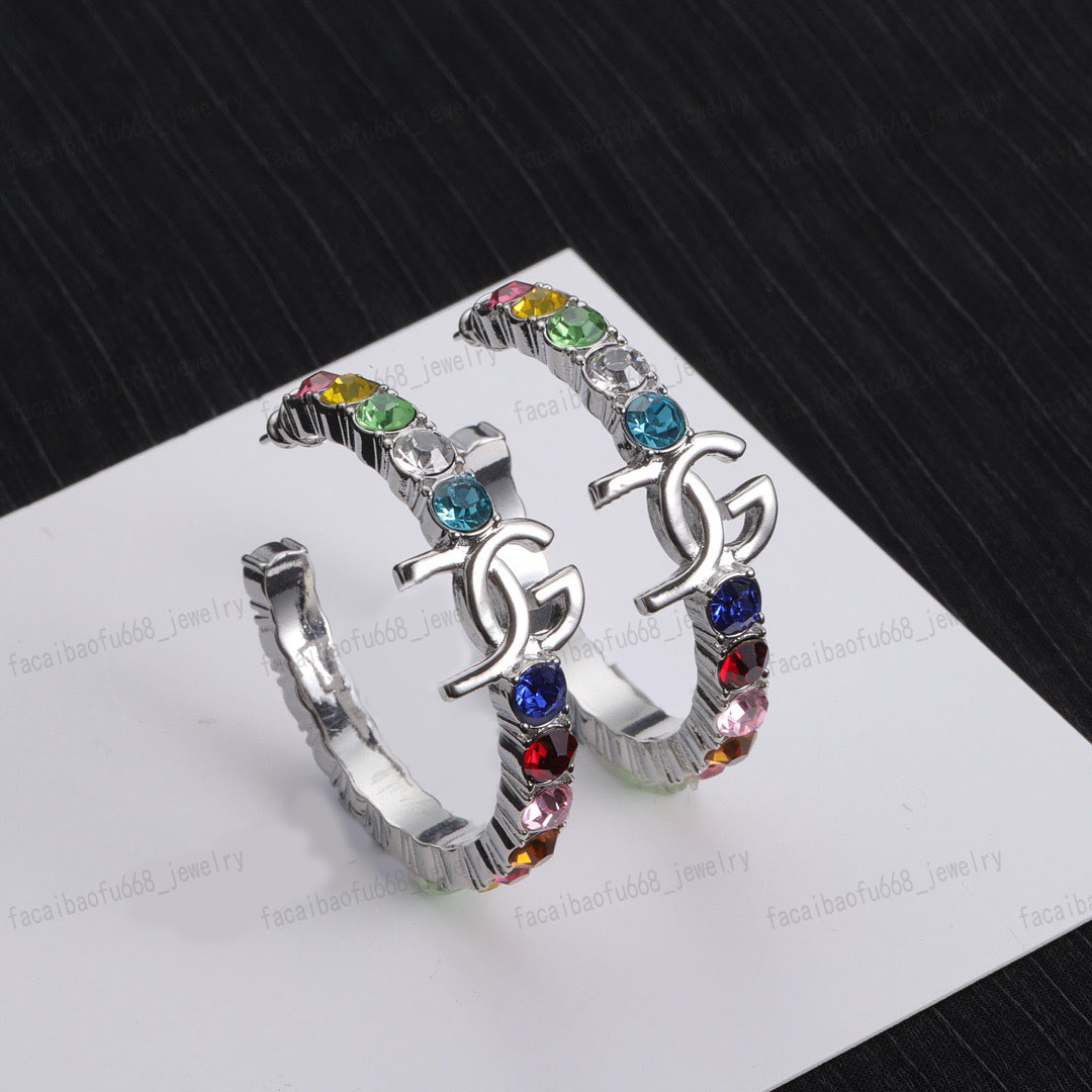 Silver earrings, Hoop & Huggie Embed Colorful crystals and Alphabet, fashion designer earrings, personalized earplugs, gifts
