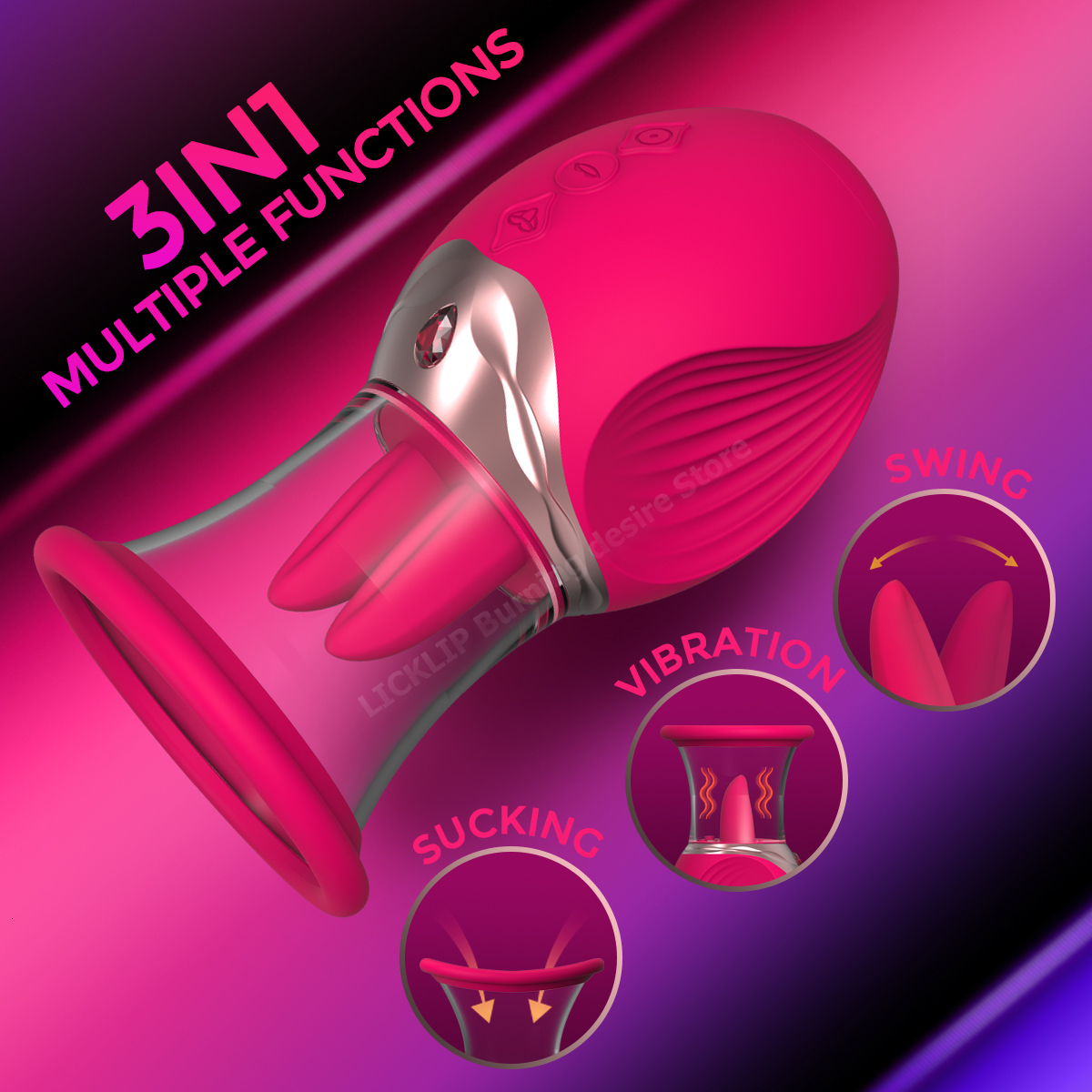Vibrators LICKLIP Vacuum Sucker Tongue Licking Vibrator with Sucking Cup Nipple Massager Clitoris Stimulator Rose Sex Toys for Women 230923