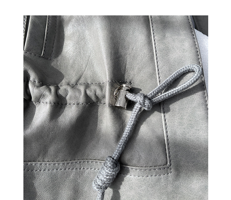 OC228M22 Women's Genuine Leather Coat Autumn/Winter Jacket Sheepskin Short Style Zipper Daily Commuting