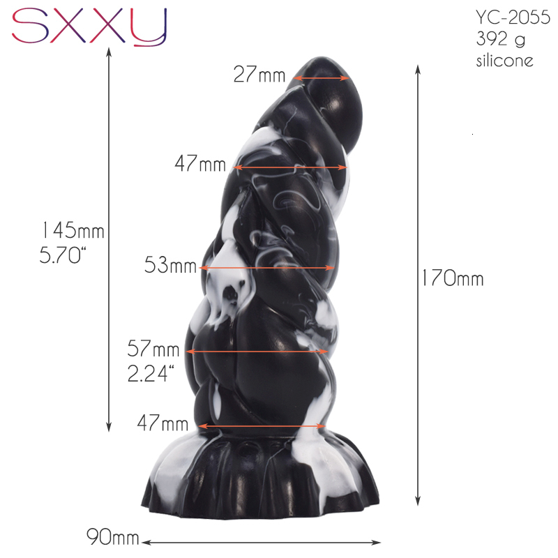 Anal Toys SXXY Curve for Men Women Liquid Silicone Fantasy Butt Plug Monster Beaded Realistic Dildo Sex Shop G Spot Masturbate 230923