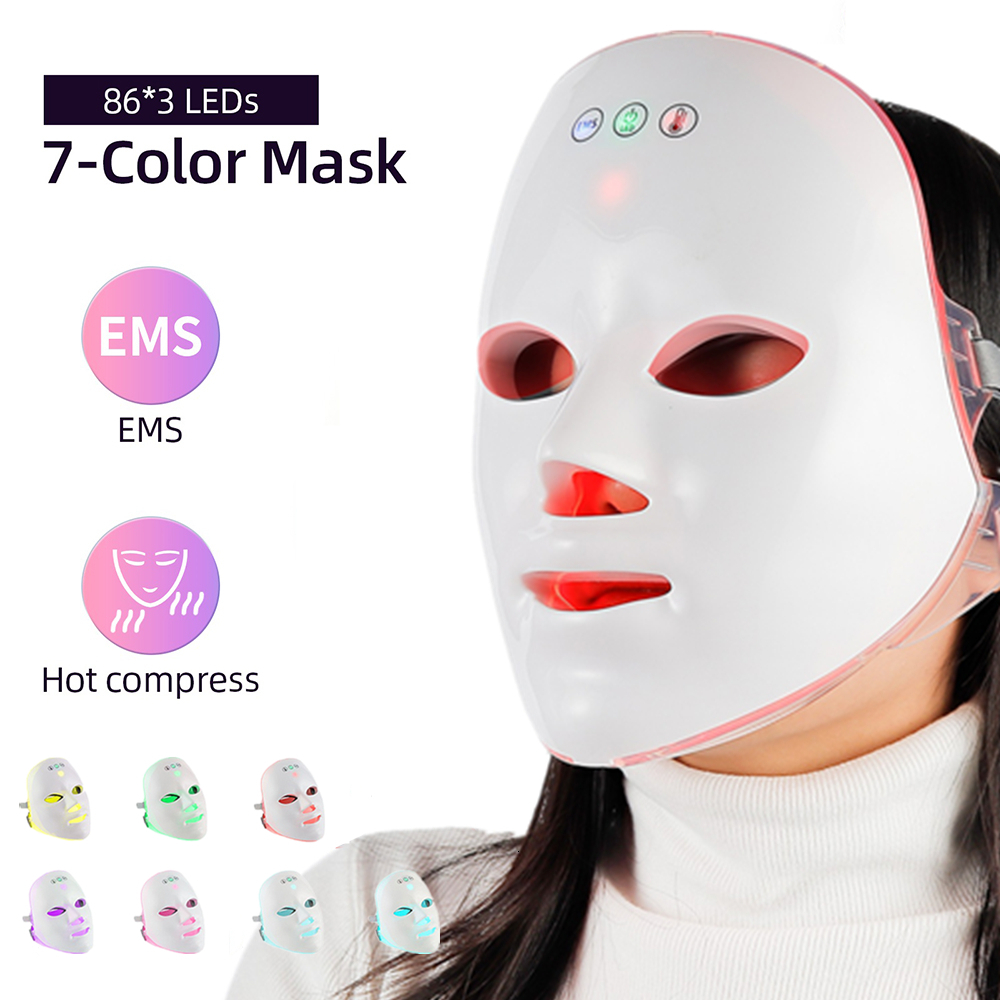 Face Care Devices EMS Heating Therapy 7 Colors LED Pon Face Mask Microcurrent Skn Tighten EMS Mask Wireless Use Anti-Wrinkle Firming Skin 230923