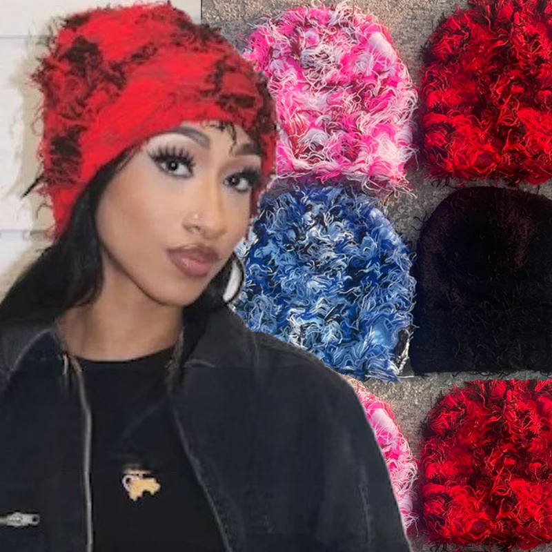 Beanie/Skull Caps Y2k Balaclava Distressed Ski Mask Knitted Beanies Hats Skullies Elastic Cap Winter Warm Full Face Shiesty 230925