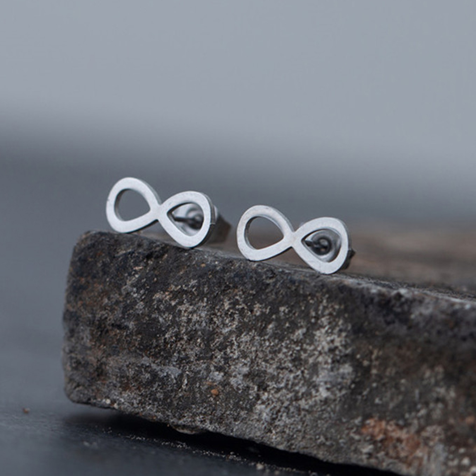 Creative 8 Eight Shaped Stud Earrings for Women Stainless Steel Mens Womens Friendship Infinity Love Number 8 Stud Earring Gold Silver Black Color Wed