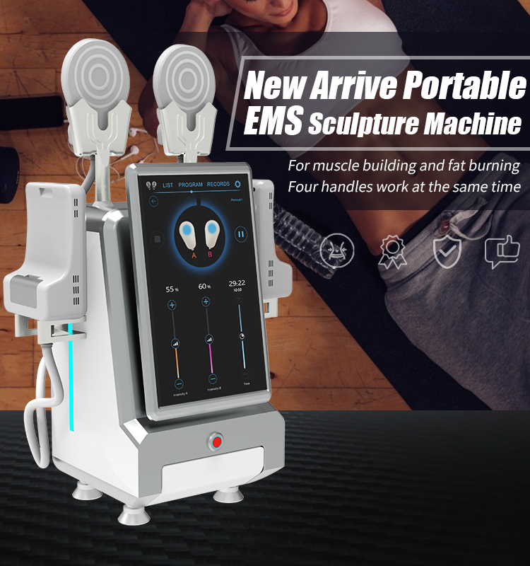 Non-Invasive muscle stimulation electro stimulator 4 handles fat reduction Ems fat burner fat loss muscle building slimming Sculpting machine manufact