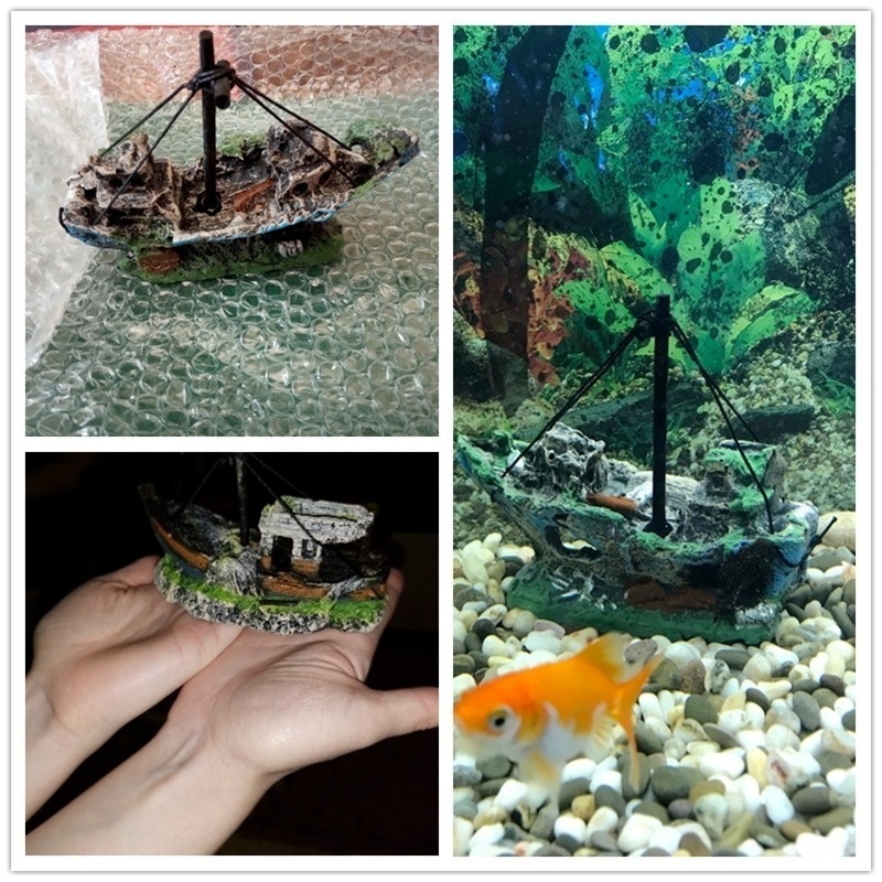 Aquariums Aquarium Resin Ornament Pirate Ship Wreck Ship Decor Boat Decorations Fish Tank Accessories Aquarium Ornament 230925