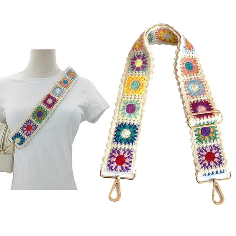 Bag Parts Accessories Crochet Flower Purse Straps Replacement Crossbody for Handbag Guitar Strap 2 inch Wide Adjustable 230925