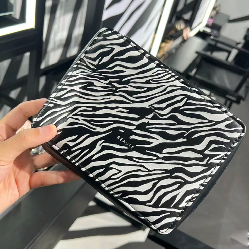 Beauty Cosmetic For Girl Zebra Print Storage Makeup Tools With Box String Big Capacity Zipper Blush Brush Eyeshadow Lipstick Bags Purse Wallet