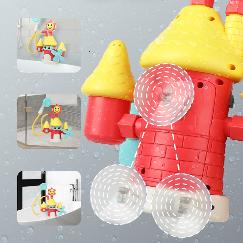 Bath Toys Baby Bath Toy Electric Cute Castle Shower Water Spray Sprinkler Waterwheel Bathroom Bathtub Bathing Toy Gift for Children 230923