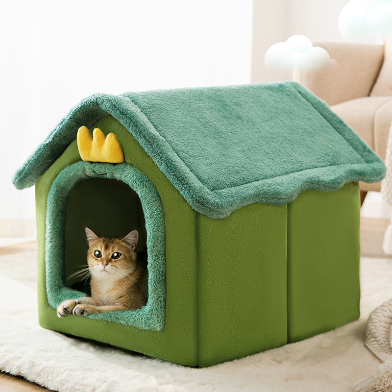 Dog Houses Kennels Accessories Foldable House Kennel Bed Mat For Small Medium Dogs Cats Winter Warm Cat Nest Pet Products Basket Pets Puppy Cave Sofa 