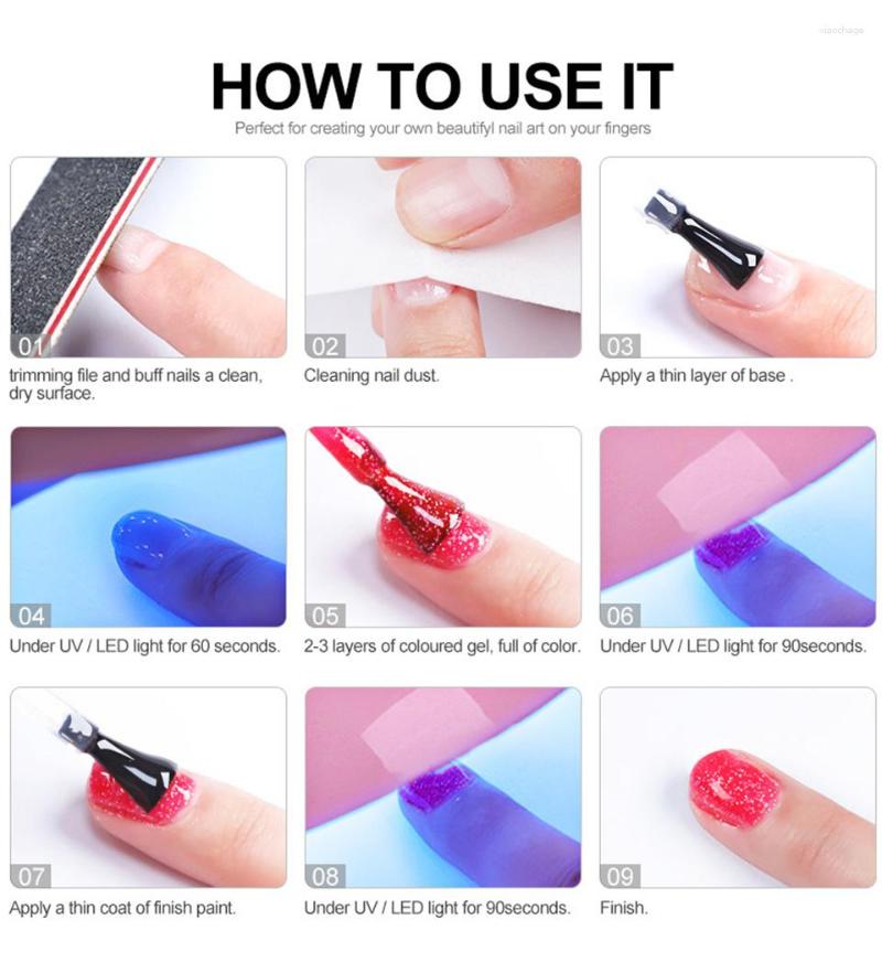 Nail Art Kits LILYCUTE 8Ml Gel Polish Kit Glitter Semi-Permanent Hybrid UV LED For Beginners