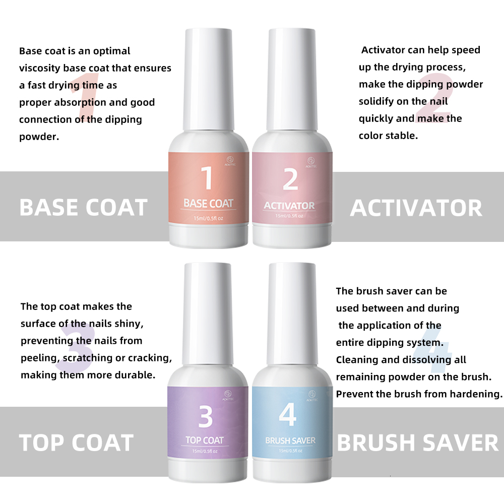 Acrylic Powders Liquids Aokitec Nail Dipping Powder Kit Pastel Glitter Dipping Powder Starter Set for French Nails Art Decorations Manicure Colorful 2