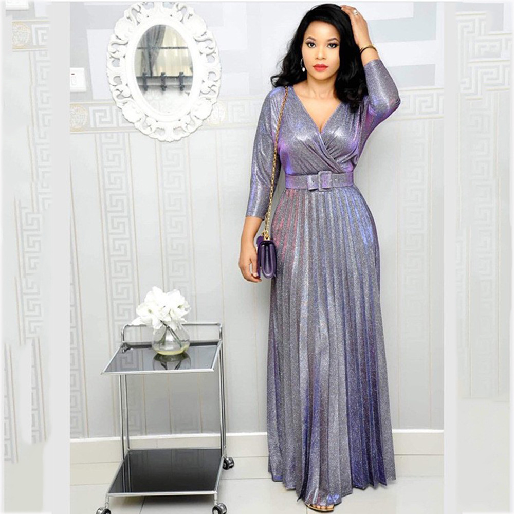 Ful Shiny Mothers Dresses V Neck Sleeve Bg Lace Appliqued Mother Of The Bride Dress With Belt Ruched Long Wemen Plus Size Formal Gown Ladies For 66603