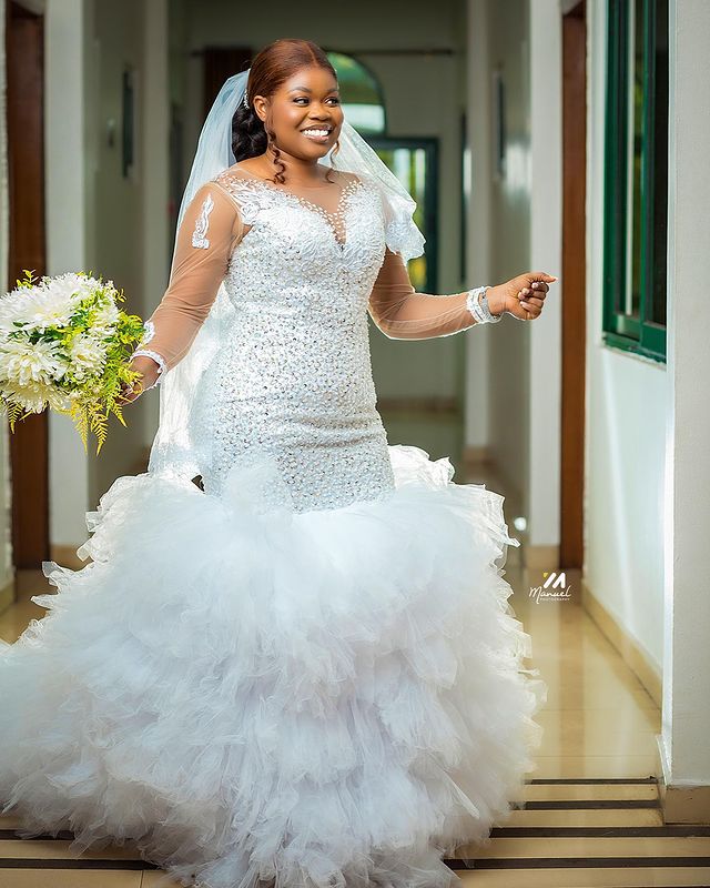 2023 Oct Arabic Aso Ebi Plus Size Ivory Mermaid Wedding Dress Sequined Lace Sexy Bridal Gowns Dresses ZJ403