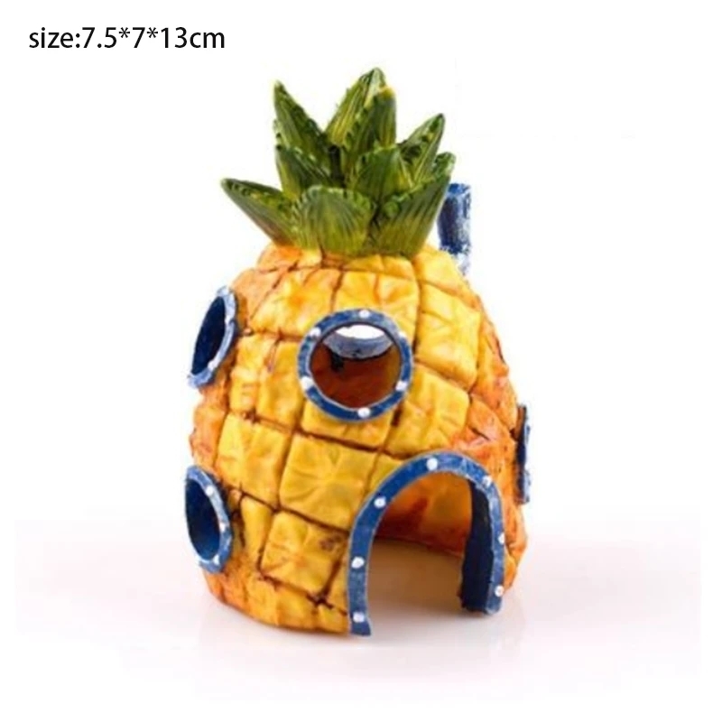 Aquariums Cartoon Fish Tank Decor Figures Ornaments Simulation Resin Pineapple House Fish Tank Decoration Landscaping Aquarium Accessories 230925