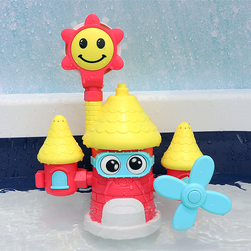 Bath Toys Baby Bath Toy Electric Cute Castle Shower Water Spray Sprinkler Waterwheel Bathroom Bathtub Bathing Toy Gift for Children 230923