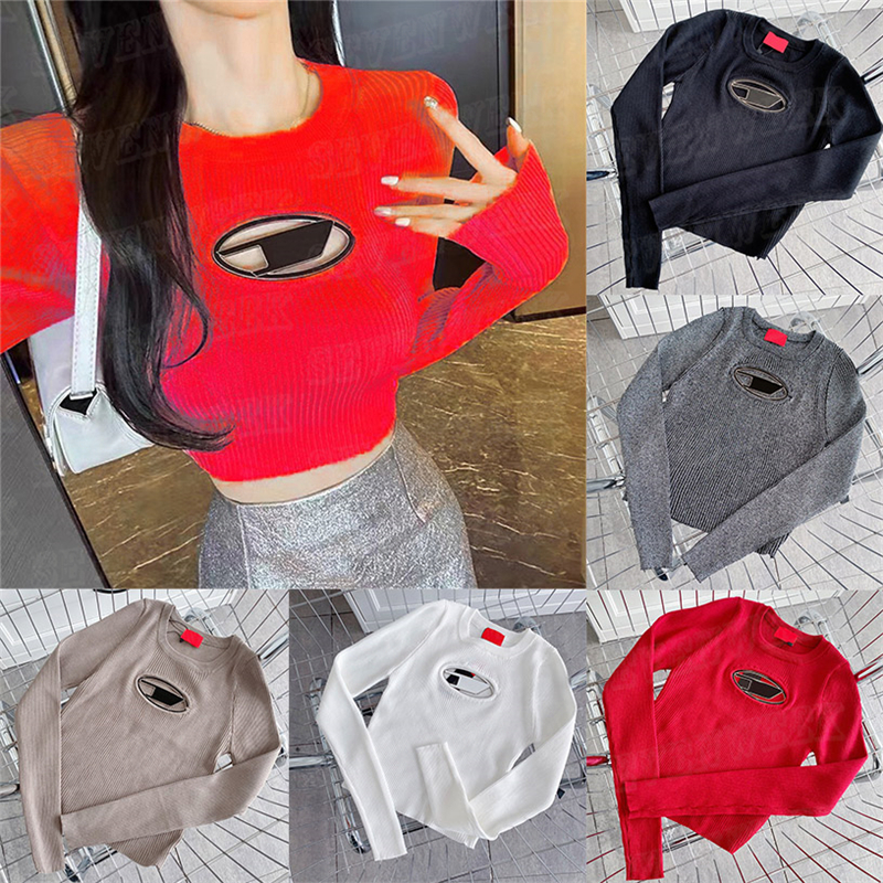 Hollow Letter Knits Sweater Tops For Women Cropped Knitted Hoodie Design Cool Girl Pullover Streetwear