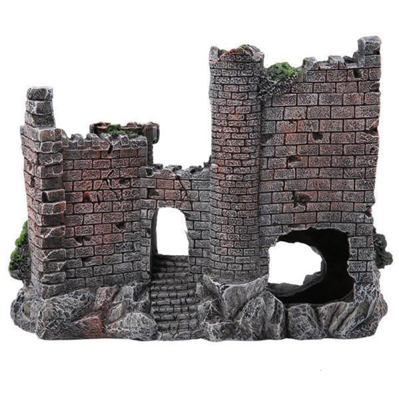 Aquariums Creative Castle Shape Fish Tank Ornaments Decoration Landscaping Resin Rockery Aquarium Resin Rockery Home Craft Ornaments D9262 230925
