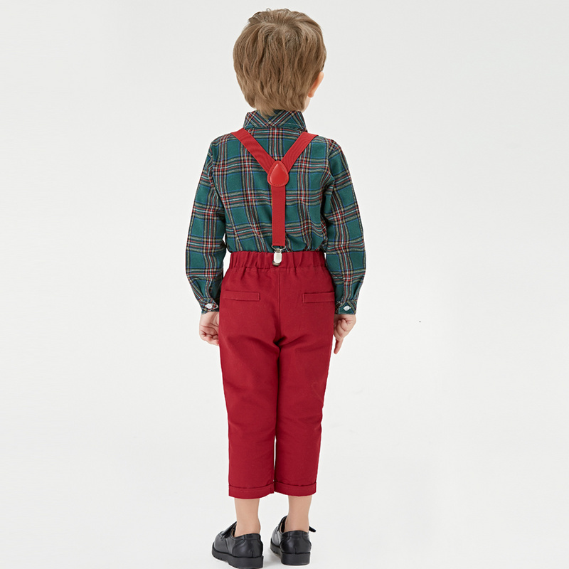 Clothing Sets Top and Top Toddler Boys Clothing Set Autumn Winter Children Formal Shirt TopsSuspender Pants 2PCS Suit Kids Christmas Outfits 230925