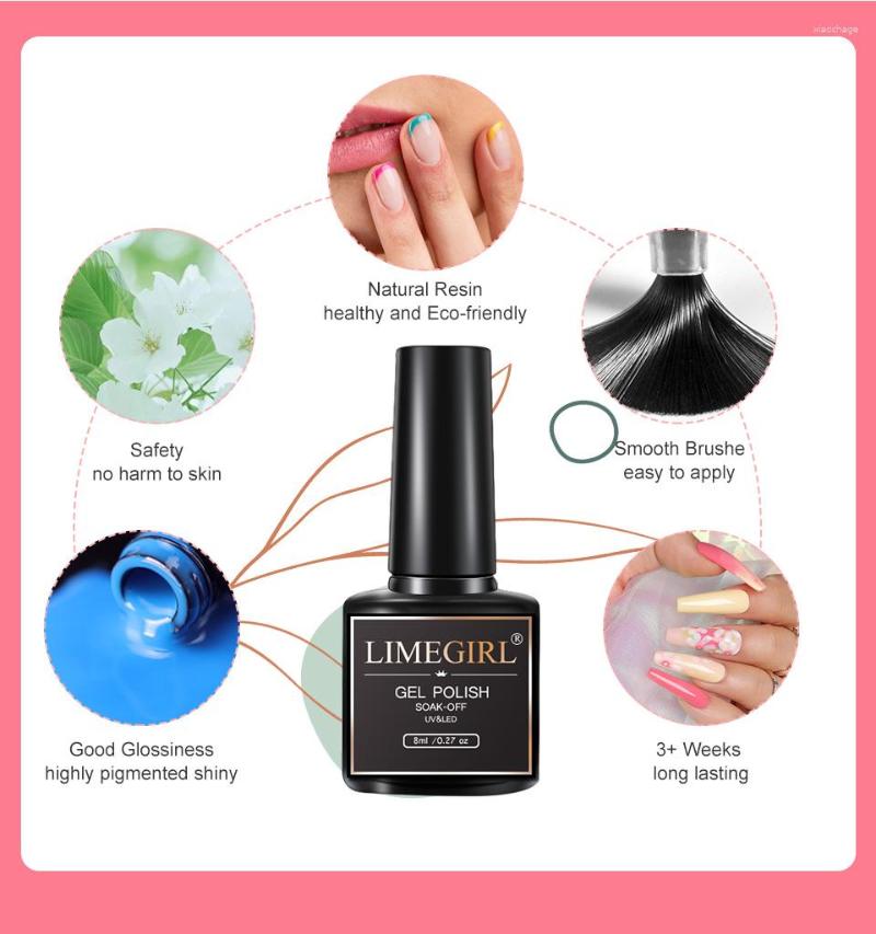 Nail Art Kits LILYCUTE 8Ml Gel Polish Kit Glitter Semi-Permanent Hybrid UV LED For Beginners