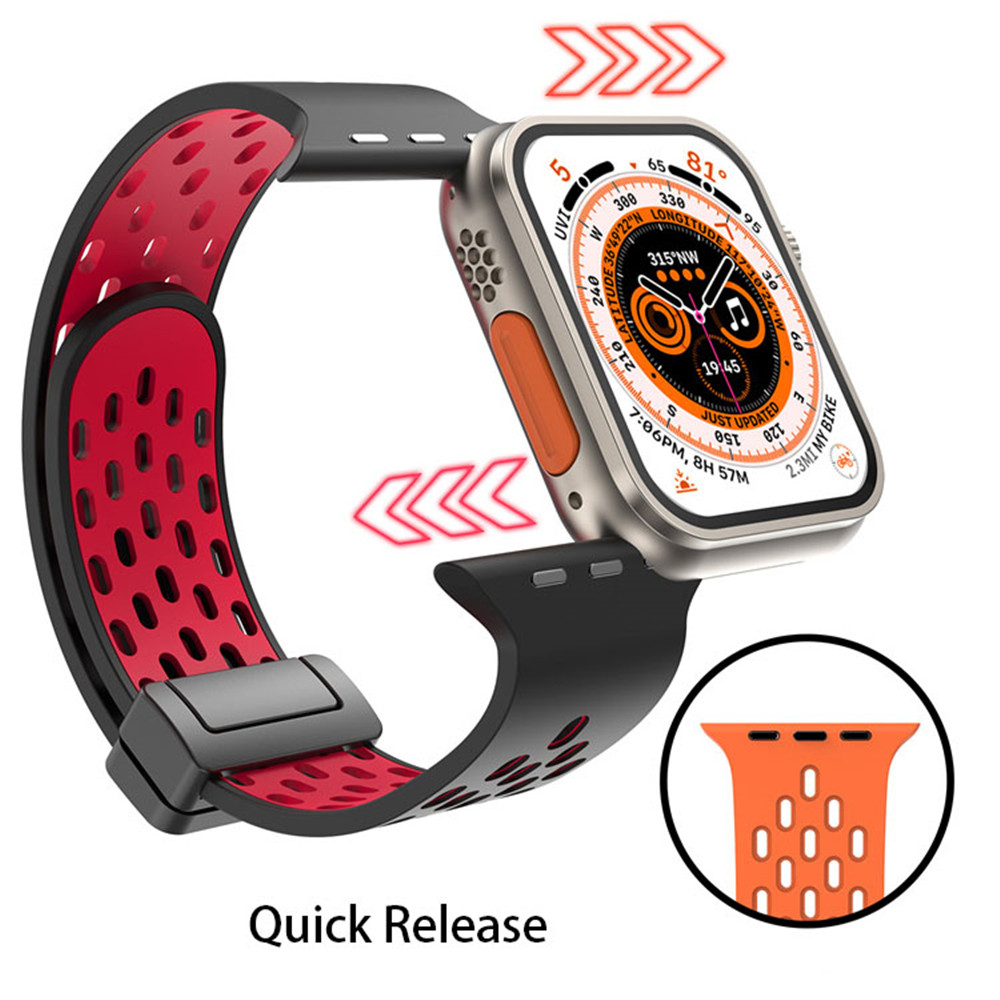 Two-Color Magnetic Strap For Apple Watch Ultra Band 49 44 45 41 40 42 38 Mm Silicone Correa Bracelet Iwatch Series 9 8 Se 7 6 5 4 free shipping