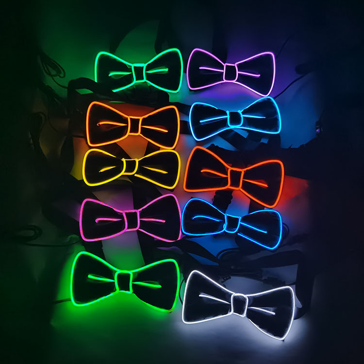 Glowing LED Men Women Bow Tie Party Neon Fan Luminous On Birthday Music Nightclub Cosplay Costume Decor Accessories