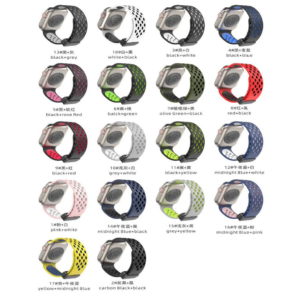 Magnetic Folding Buckle Breathable Hole Sport Silicone Strap for Apple Watch Series Ultra 9 8 7 6 5 4 3 2 1 free shipping