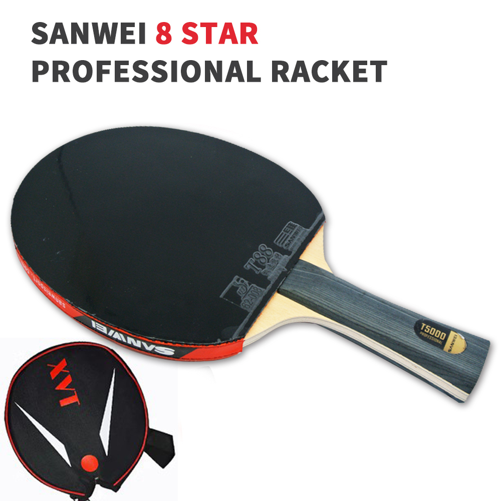Table Tennis Raquets SANWEI 8 star T5000 Carbon Fiber Professional Racket ping pong Racket send cover case 230925