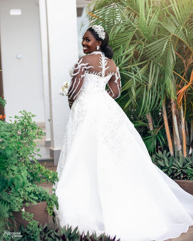 Ebi Oct Arabic Aso Sequined Lace Mermaid Wedding Dress White Detachable Train Bridal Gowns Dresses