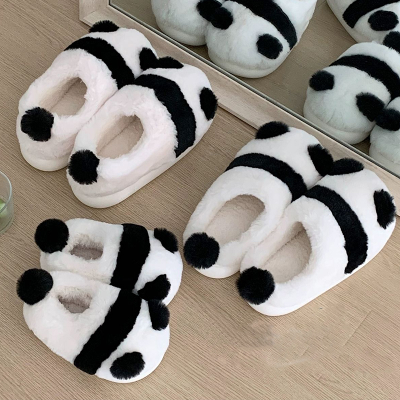 Slippers White Panda Cotton Half Closed Back Winter Women Lovely Slides Comfortable Non slip Fashion Home Indoor Shoes 230925