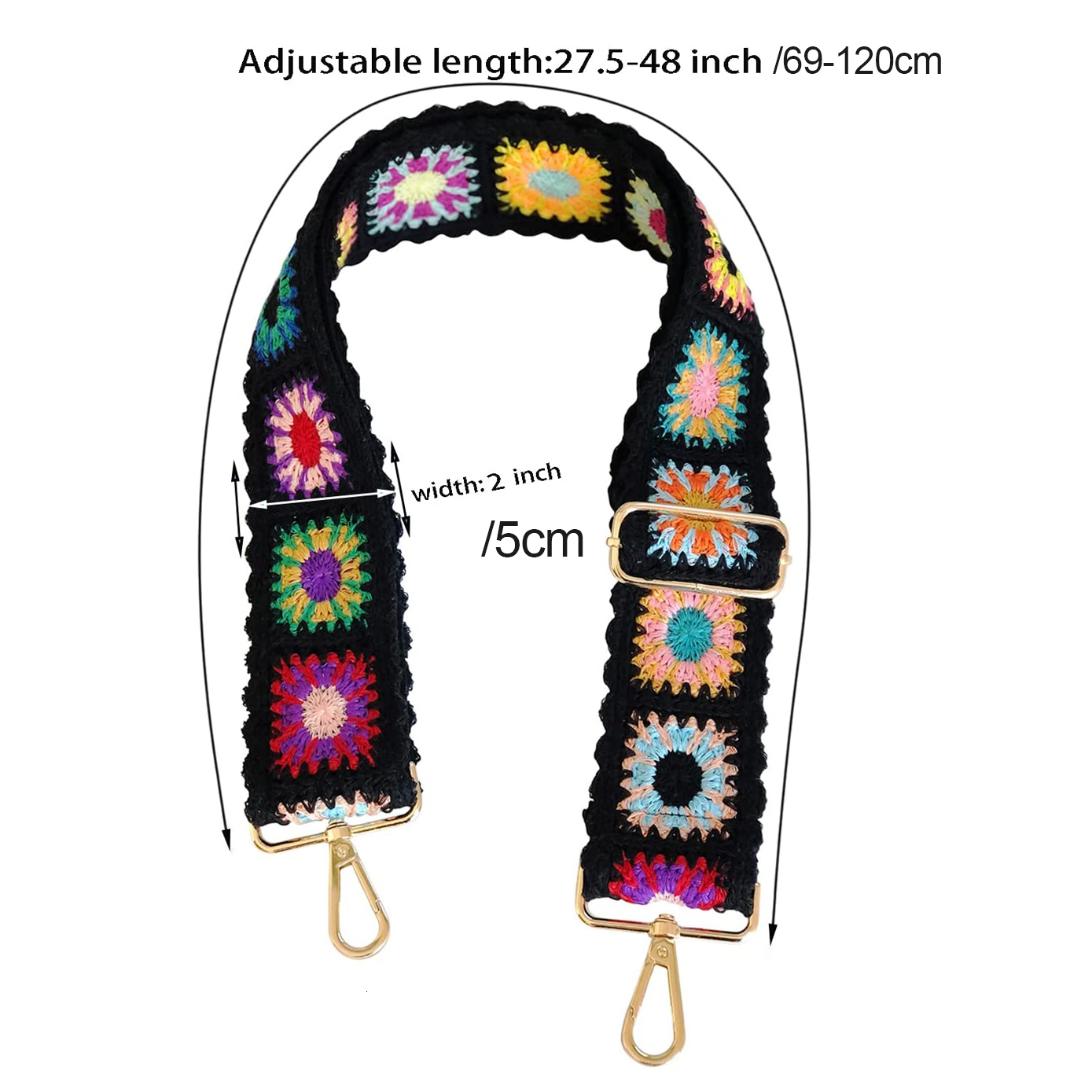 Bag Parts Accessories Crochet Flower Purse Straps Replacement Crossbody for Handbag Guitar Strap 2 inch Wide Adjustable 230925