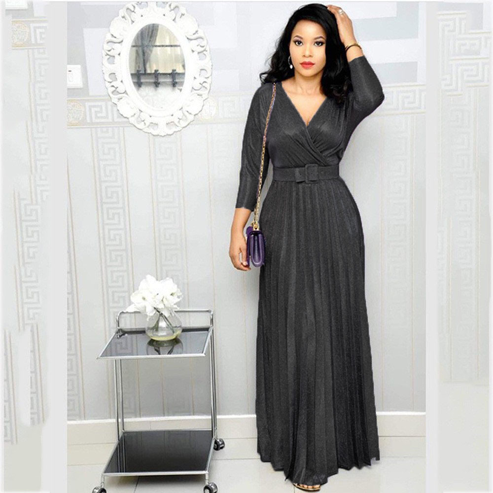 Ful Shiny Mothers Dresses V Neck Sleeve Bg Lace Appliqued Mother Of The Bride Dress With Belt Ruched Long Wemen Plus Size Formal Gown Ladies For 66603