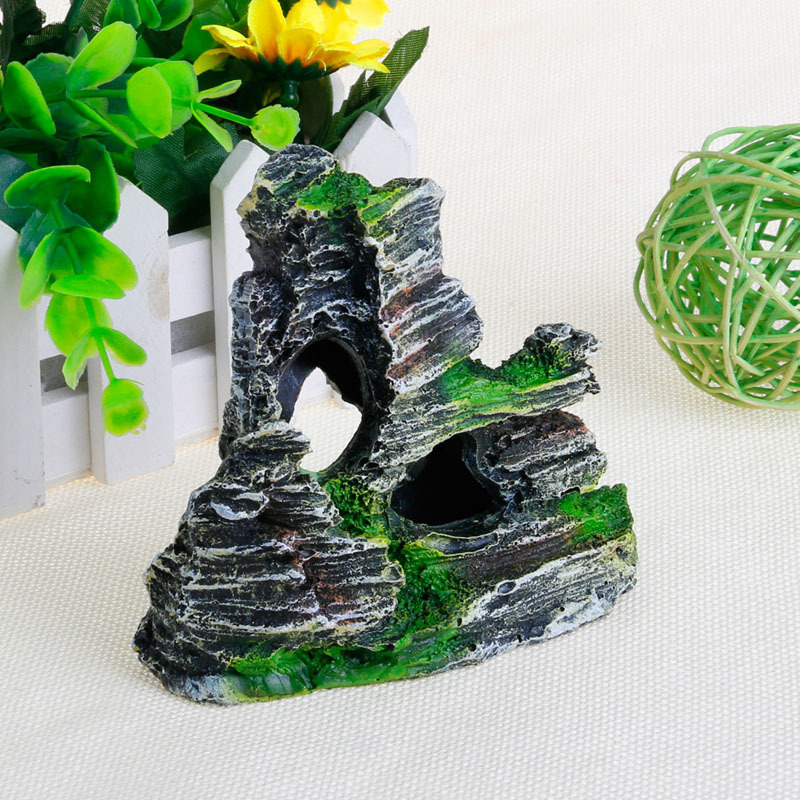 Aquariums Resin Home Aquarium Rock Cave Fish Tank Decorations Ornament Mountain Hiding Cave Aquarium Accessories 230925